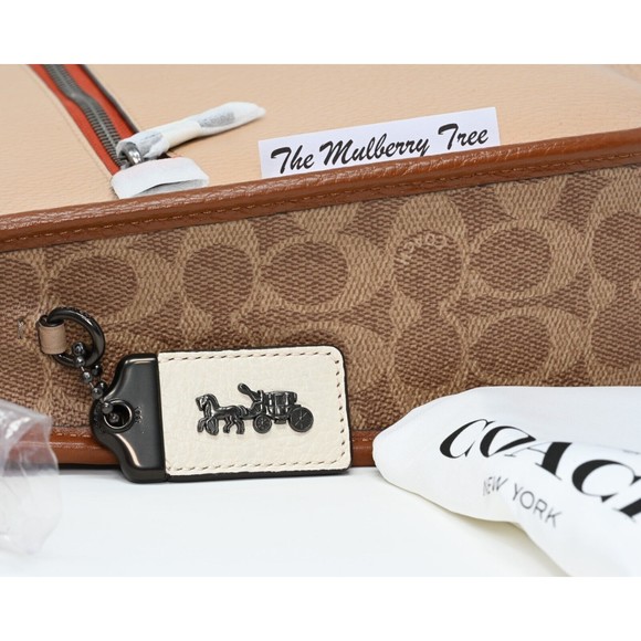 COACH EMERY Crossbody Colorblock Tan Signature Canvas Chalk Leather 686 NWT $395 - Picture 8 of 16